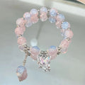 Sweet Kiss Butterfly Bracelet - Fantasy Blue Crystal & Zircon Bead Chain.