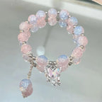 Sweet Kiss Butterfly Bracelet - Fantasy Blue Crystal & Zircon Bead Chain.